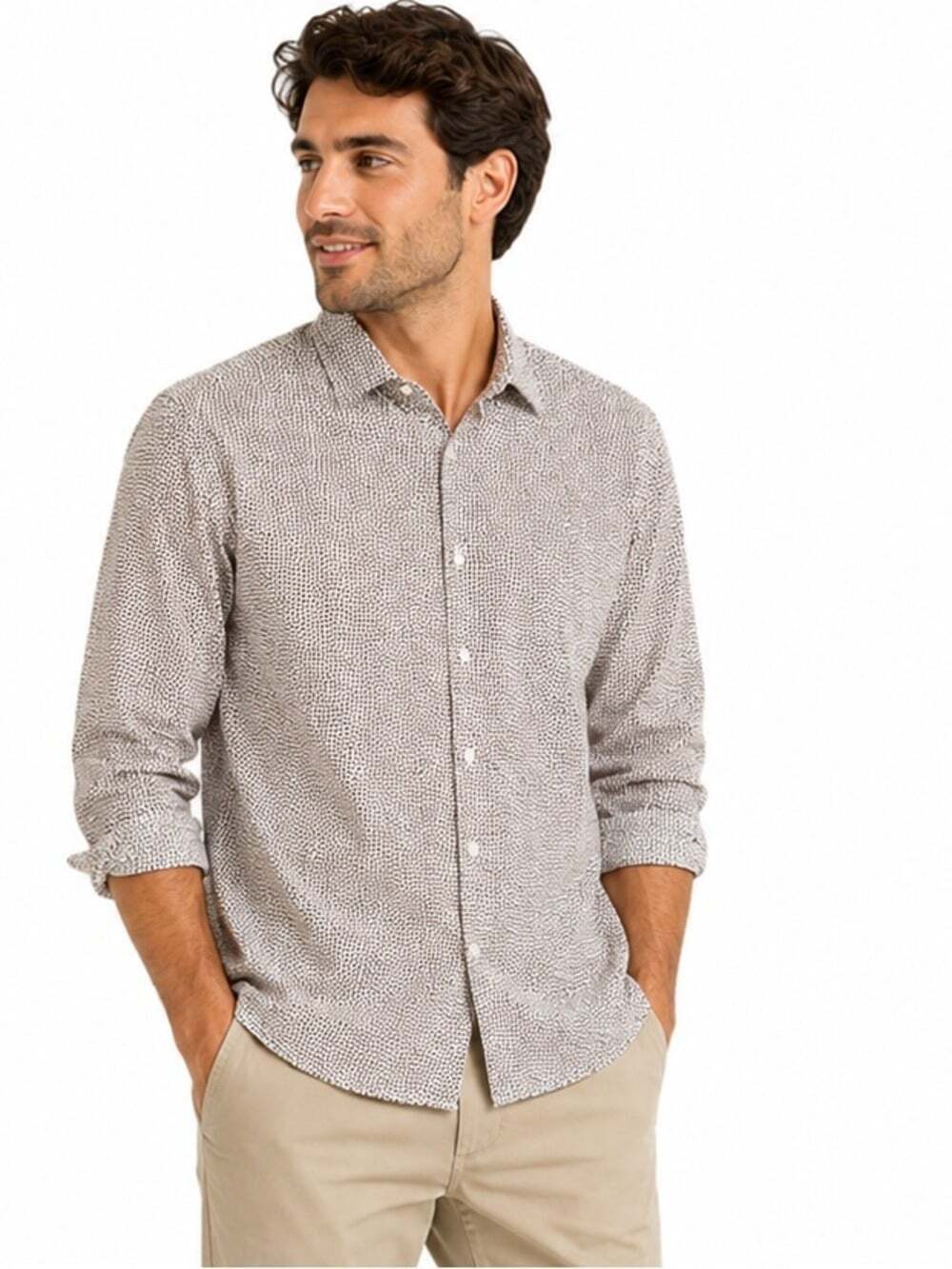 Geoffrey Beene Dress Shirt Mens Size 15 32/33 Slim Fit Geometric Professional